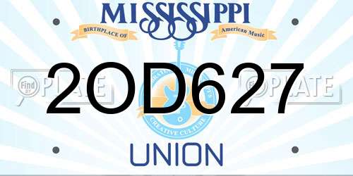 2OD627 Mississippi License Plate