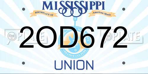 2OD672 Mississippi License Plate