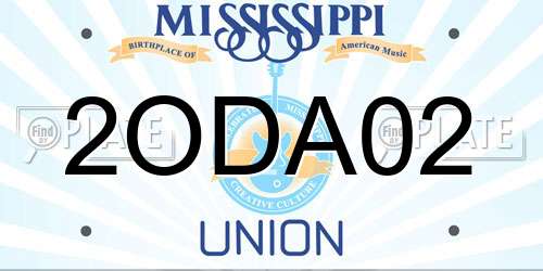 2ODA02 Mississippi License Plate