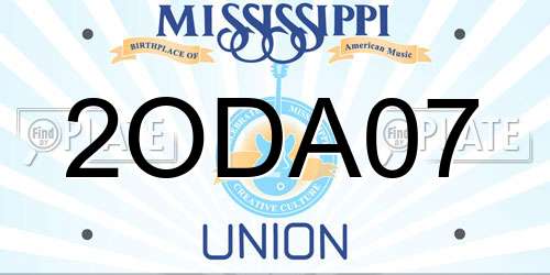 2ODA07 Mississippi License Plate