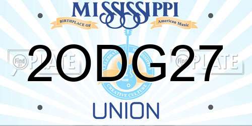 2ODG27 Mississippi License Plate