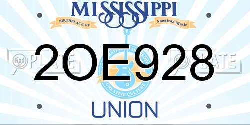 2OE928 Mississippi License Plate