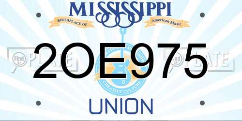2OE975 Mississippi License Plate