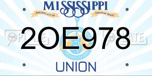 2OE978 Mississippi License Plate