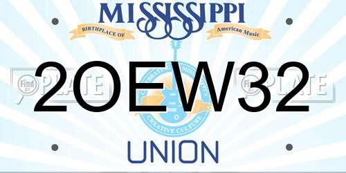 2OEW32 Mississippi License Plate