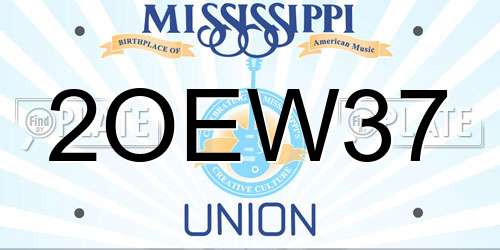 2OEW37 Mississippi License Plate