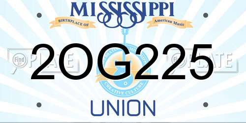 2OG225 Mississippi License Plate
