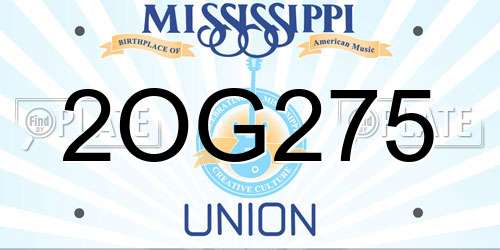 2OG275 Mississippi License Plate