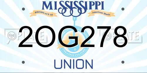 2OG278 Mississippi License Plate