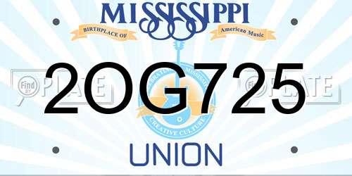 2OG725 Mississippi License Plate