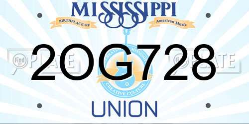 2OG728 Mississippi License Plate