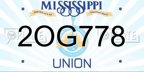 2OG778 Mississippi License Plate