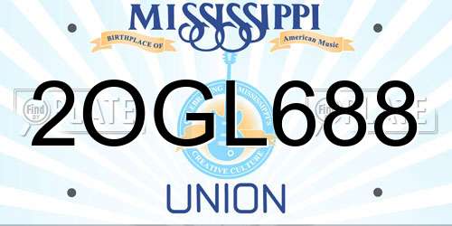 2OGL688 Mississippi License Plate