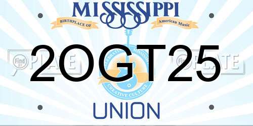 2OGT25 Mississippi License Plate