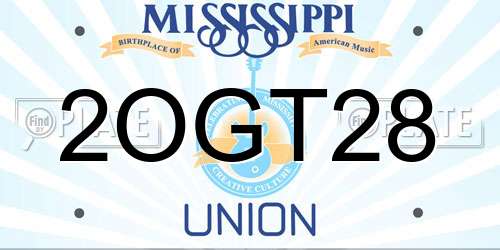 2OGT28 Mississippi License Plate