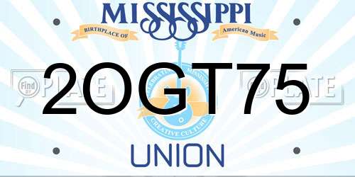 2OGT75 Mississippi License Plate