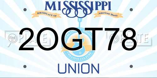 2OGT78 Mississippi License Plate