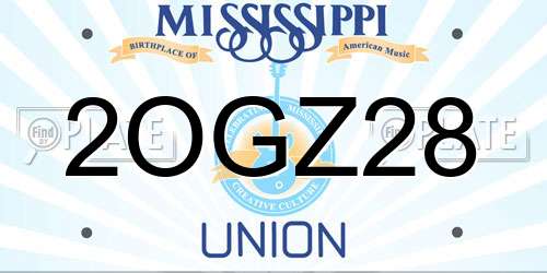 2OGZ28 Mississippi License Plate