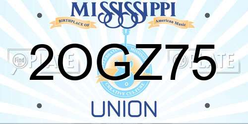 2OGZ75 Mississippi License Plate