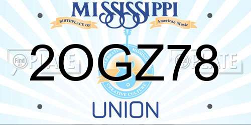 2OGZ78 Mississippi License Plate