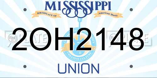 2OH2148 Mississippi License Plate