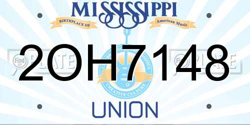 2OH7148 Mississippi License Plate