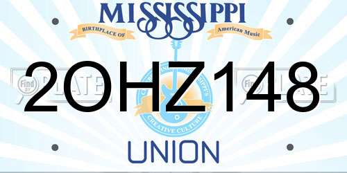 2OHZ148 Mississippi License Plate