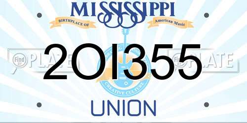2OI355 Mississippi License Plate