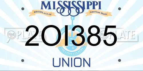 2OI385 Mississippi License Plate