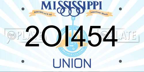 2OI454 Mississippi License Plate