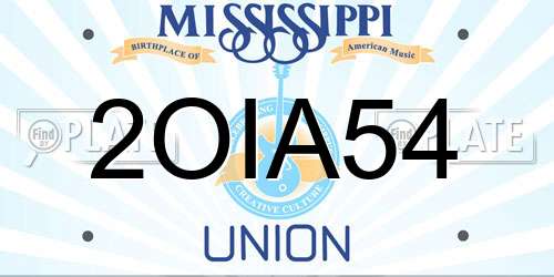 2OIA54 Mississippi License Plate