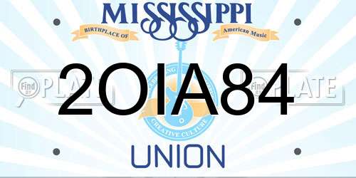 2OIA84 Mississippi License Plate