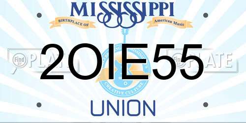 2OIE55 Mississippi License Plate