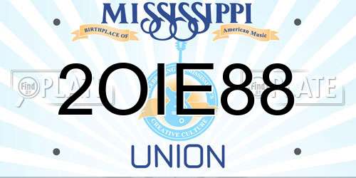 2OIE88 Mississippi License Plate