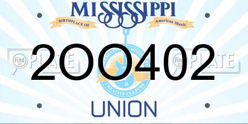 2OO402 Mississippi License Plate