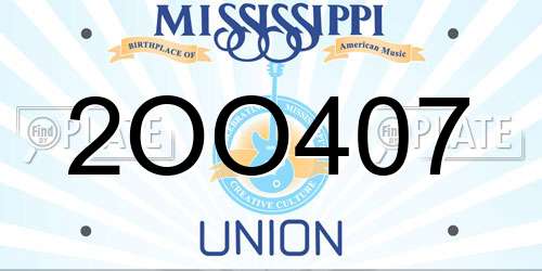 2OO407 Mississippi License Plate