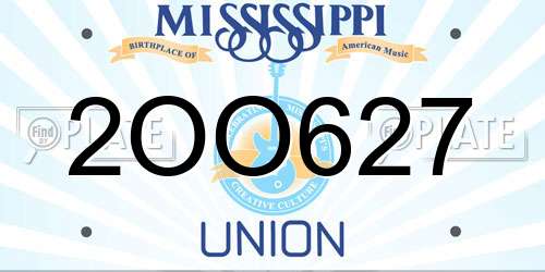 2OO627 Mississippi License Plate