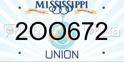 2OO672 Mississippi License Plate