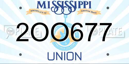 2OO677 Mississippi License Plate