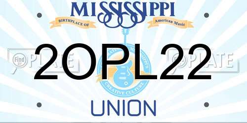 2OPL22 Mississippi License Plate