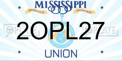 2OPL27 Mississippi License Plate