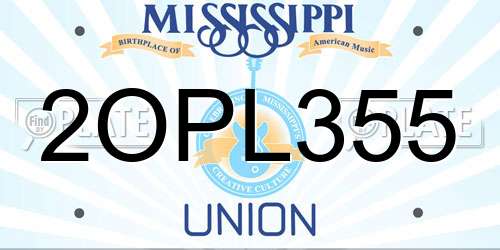 2OPL355 Mississippi License Plate