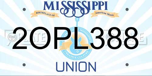 2OPL388 Mississippi License Plate