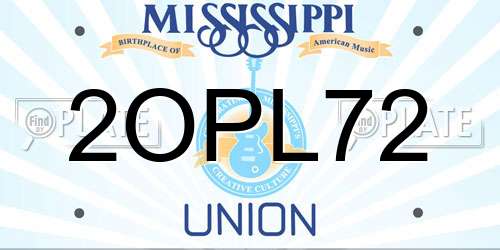 2OPL72 Mississippi License Plate
