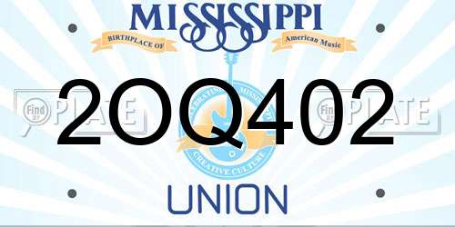 2OQ402 Mississippi License Plate