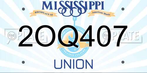 2OQ407 Mississippi License Plate