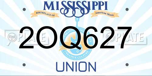 2OQ627 Mississippi License Plate