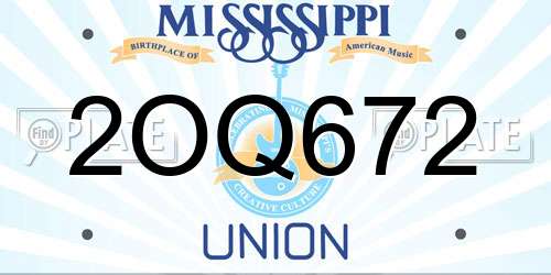 2OQ672 Mississippi License Plate
