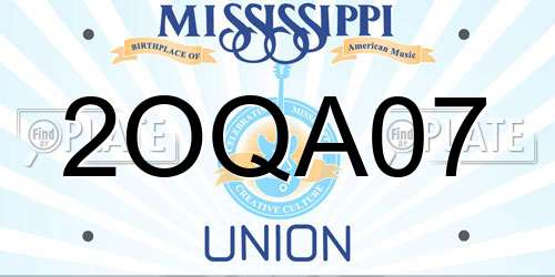 2OQA07 Mississippi License Plate