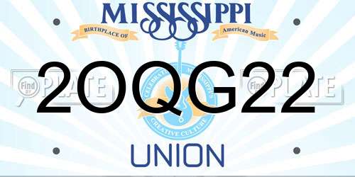 2OQG22 Mississippi License Plate